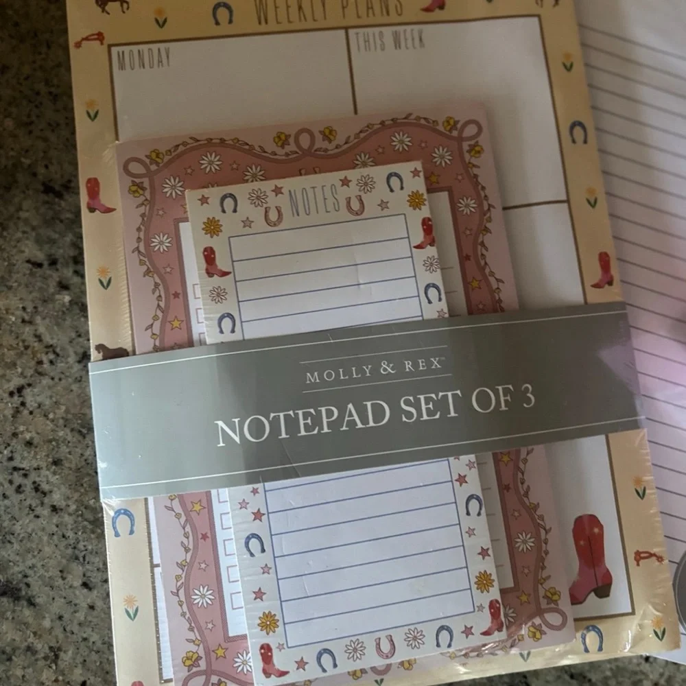 Mollie & Rex Cowgirl Themed Weekly Planner, Notepad, Legal pad and Glasses Set